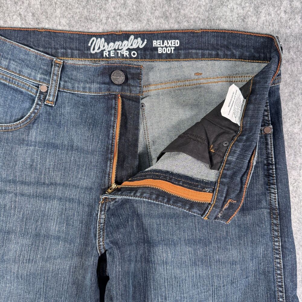 Wrangler Retro Jeans Mens 34X32 Measures 34X31 Blue Relaxed Boot Western Cowboy - Picture 6 of 12